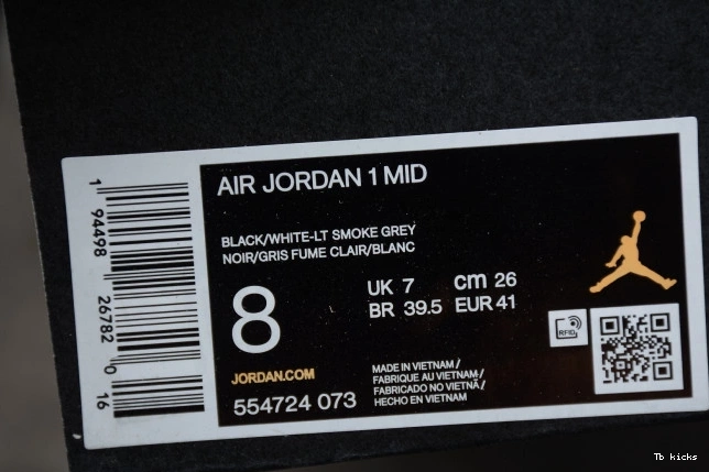 Rep TBK AIR White 1 Mid Shadow 554724-073 Jordan 0806